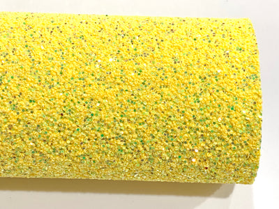 Yellow Iridescent Chunky Glitter Fabric Sheets