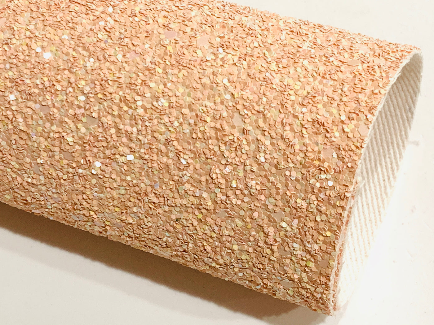 Peach Chunky Glitter Canvas fabric sheet