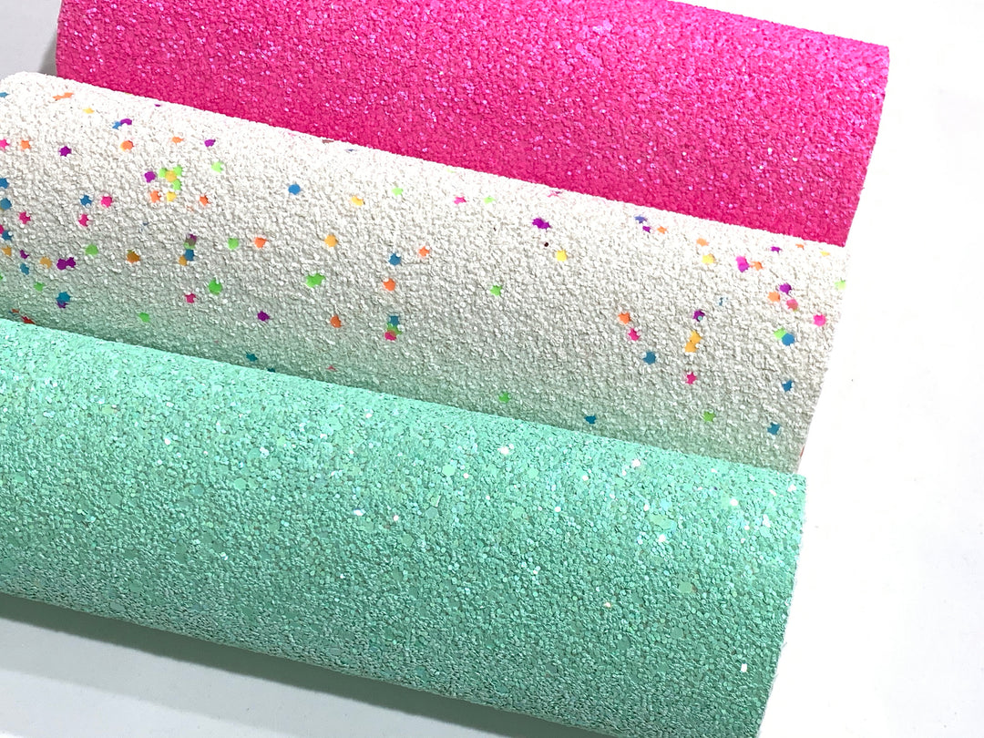 Minty Mint Chunky Glitter Canvas fabric sheet