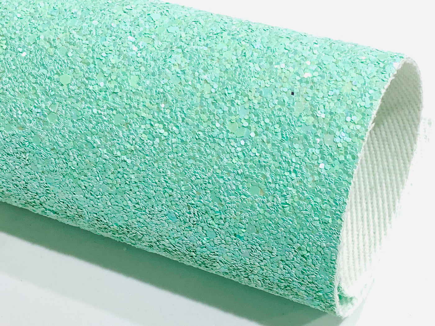 Minty Mint Chunky Glitter Canvas fabric sheet