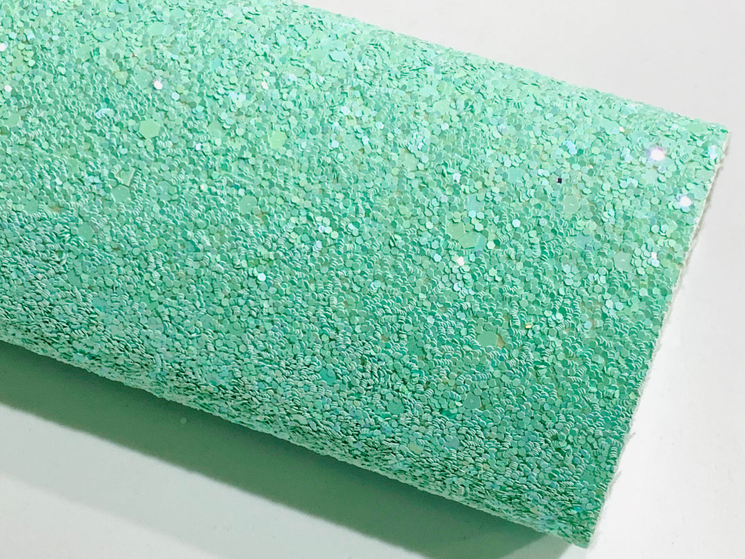 Minty Mint Chunky Glitter Canvas fabric sheet