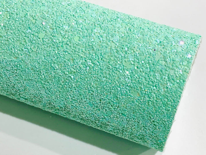 Minty Mint Chunky Glitter Canvas fabric sheet