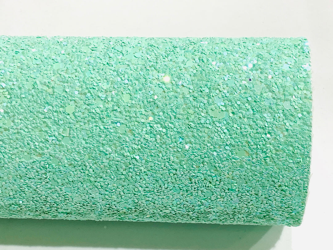 Minty Mint Chunky Glitter Canvas fabric sheet