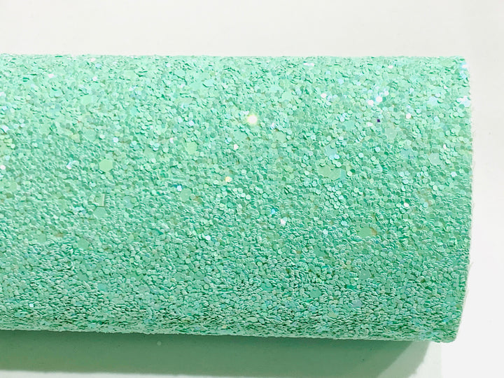 Minty Mint Chunky Glitter Canvas fabric sheet