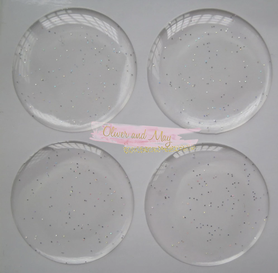 25mm Glitter Epoxy Resin Dome Circles Sheet - 20 Circles