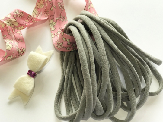 Thin Nylon Elastic Headbands | Grey | 5-6 mm | 26cm
