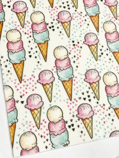 Ice creams Felt Backed Fabric Sheet