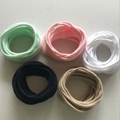 50 Pieces Super Soft Thin Wholesale Nylon Elastic Baby Headbands One Size Fits All | 5-6 mm | 26cm |
