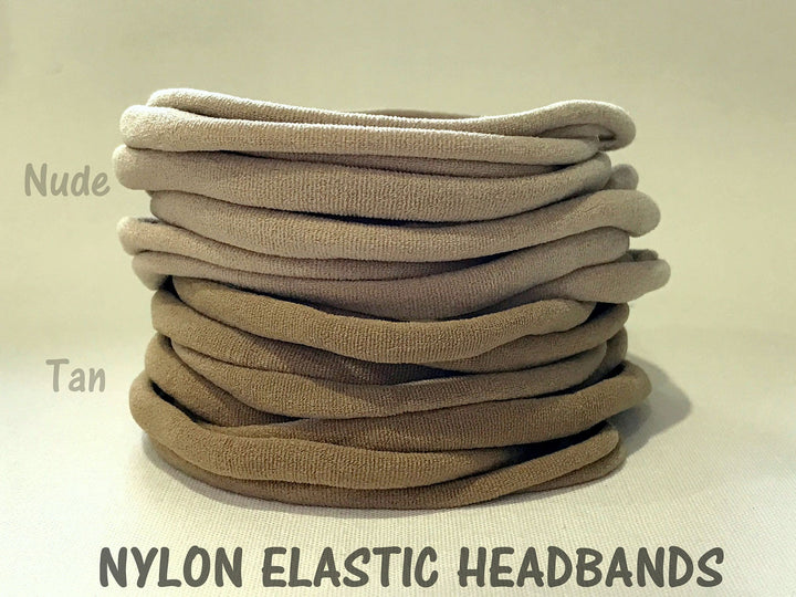 NEW Tan | Nude Thin Nylon Headbands 6mm Thin 26cm Super Stretchy Baby Toddler Bulk Nylon Elastic Headbands AU Seller