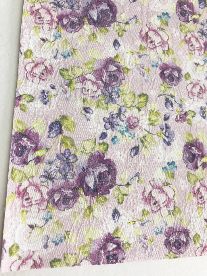 Floral Glitter Lace Fabric Sheet A4 - Glitter Lace