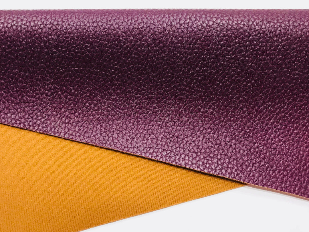 Plum Faux Leatherette Fabric Sheet -  1.0mm Litchi Print Leatherette