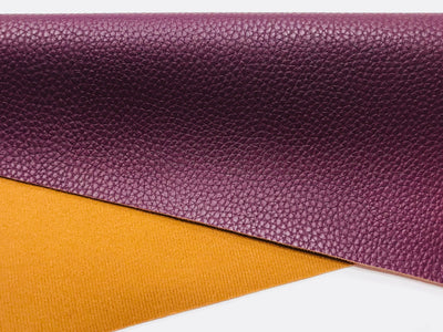 Plum Faux Leatherette Fabric Sheet -  1.0mm Litchi Print Leatherette