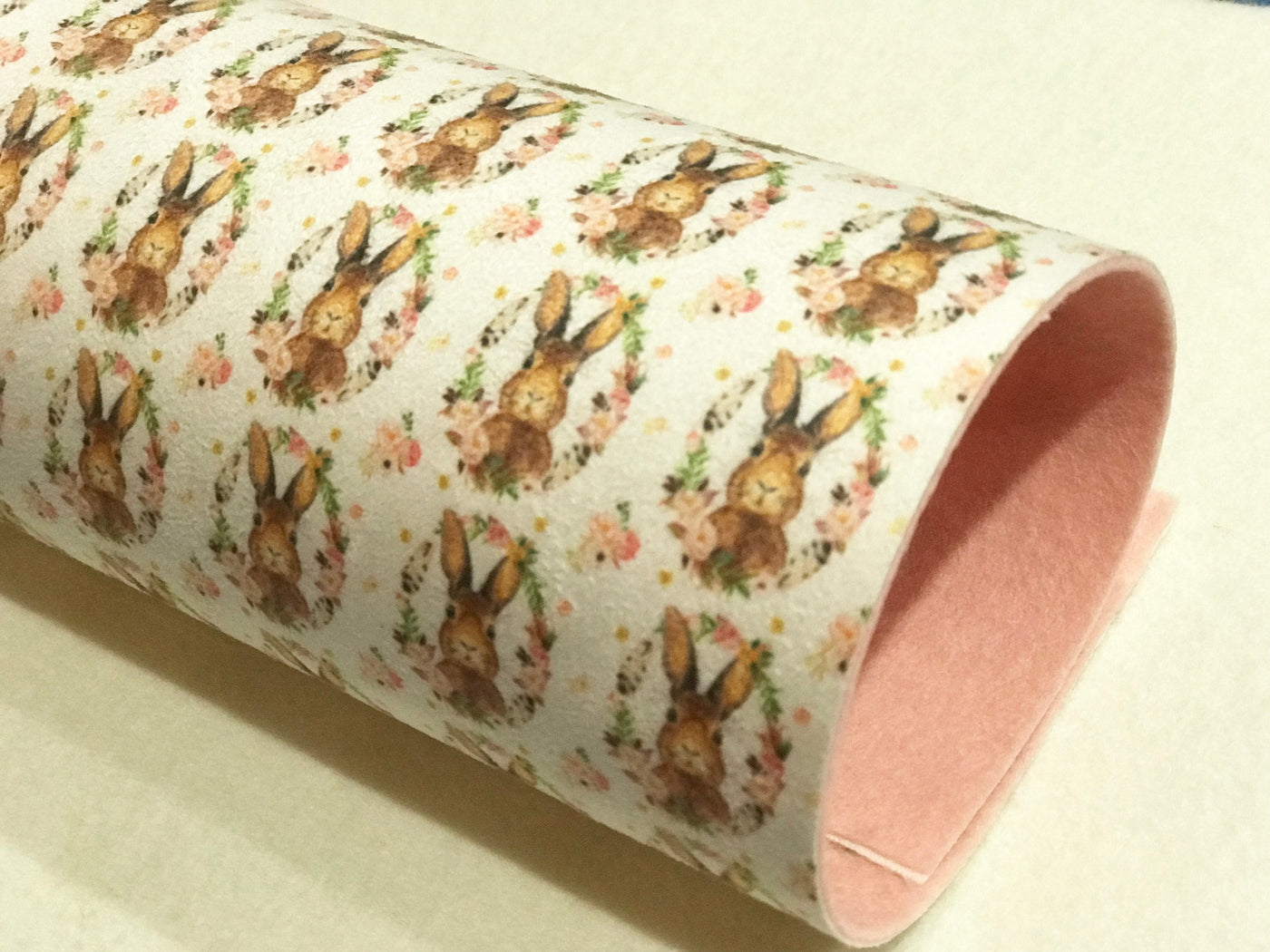 Some Bunny Loves Me 1" Faux Suede Wool Felt backed Fabric Sheets  - Made to Order / Pre Order