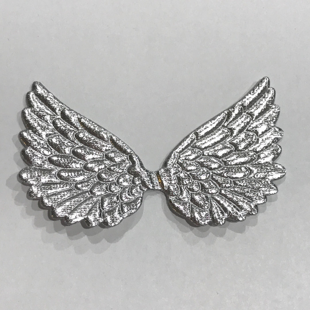 4 x Angel Wing Cabochon  Embellishments - Size Large 75mm x 45mm Metallic Iridescent Glitter Angel Wing Appliques