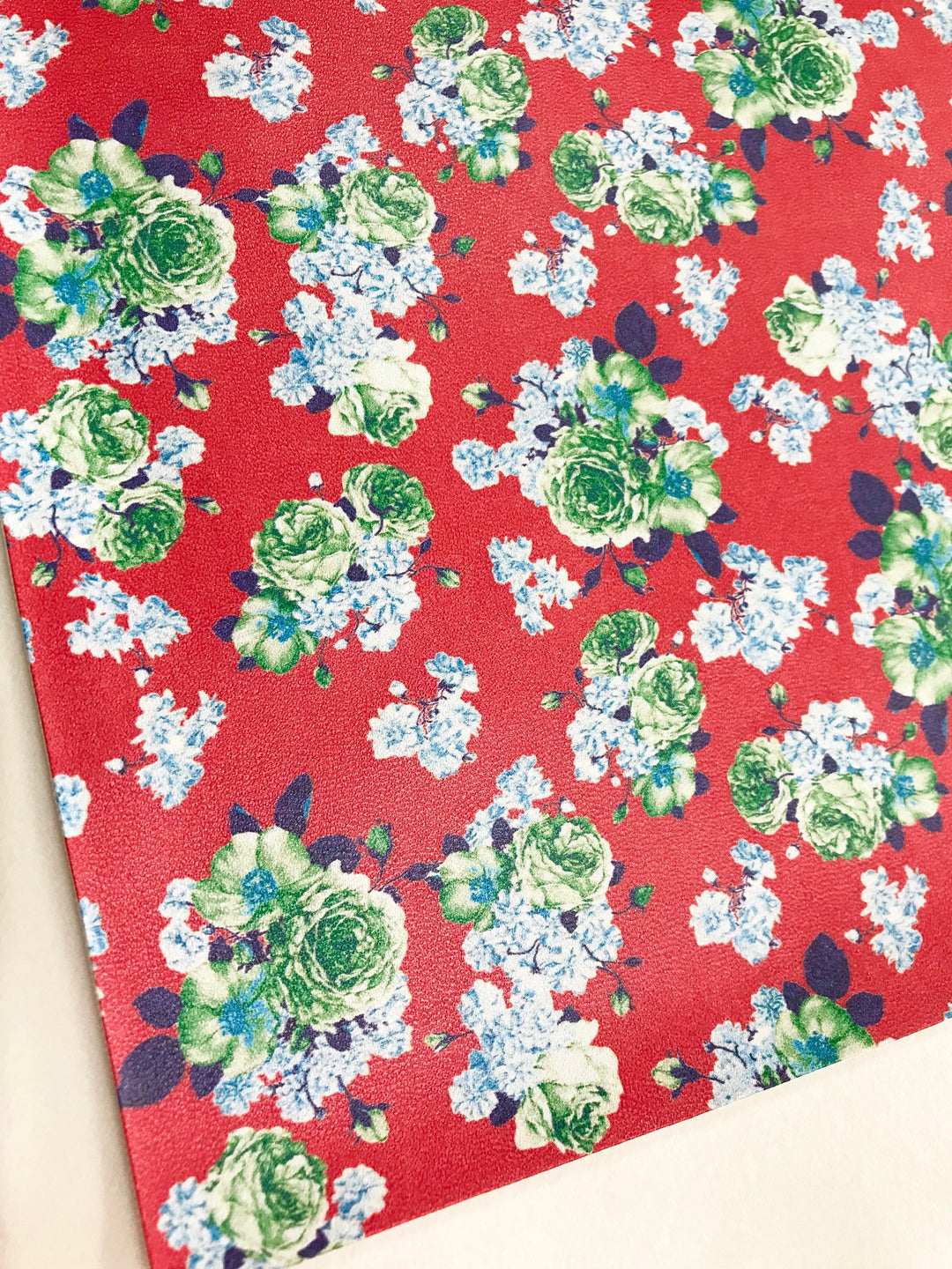 Red and Blue Floral Leatherette A4 Sheet