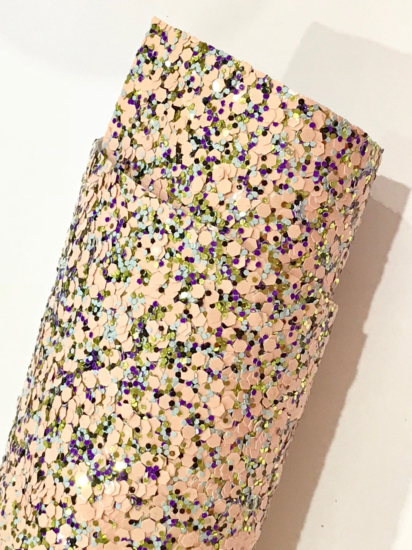 Peachy Keen Chunky Hexagonal Glitter Fabric