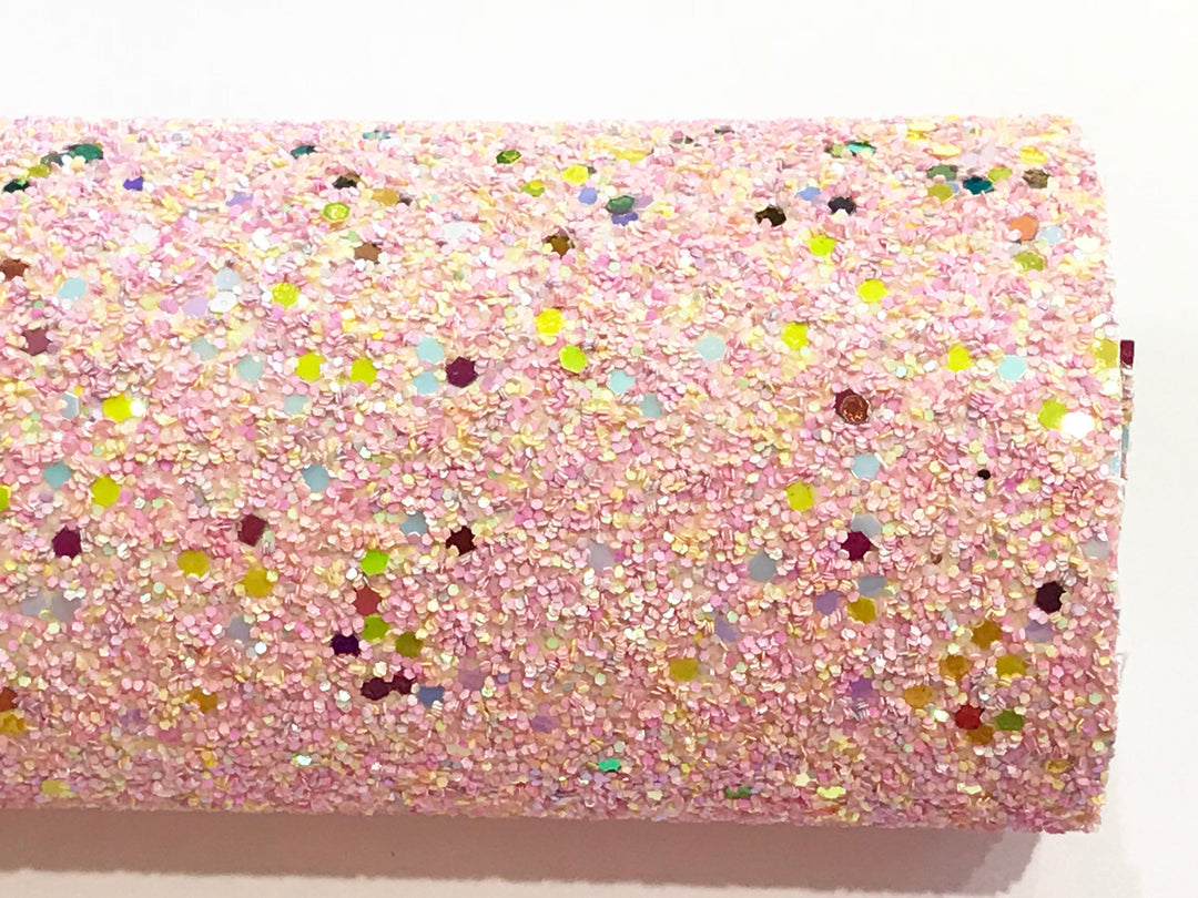 Strawberry Sundae Multicolour Chunky Glitter Fabric