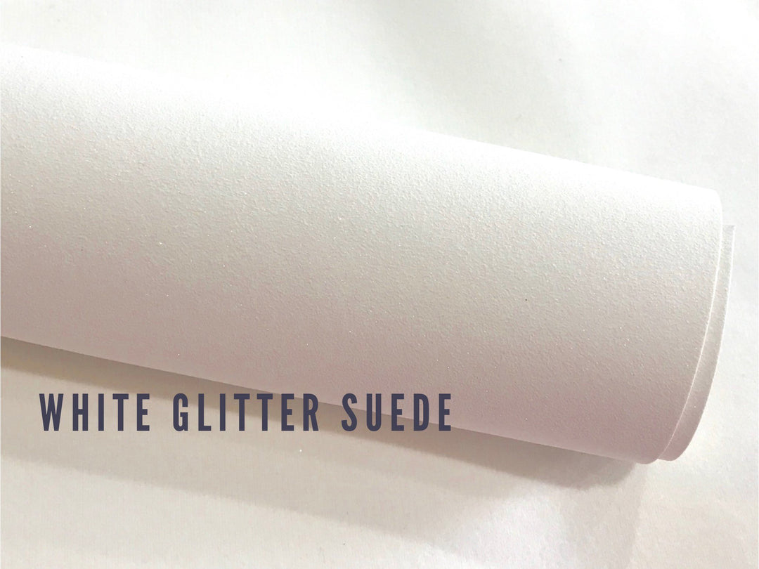 White Glitter Suede Faux Leather A4 Sheet