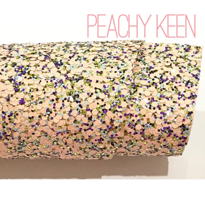 Peachy Keen Chunky Hexagonal Glitter Fabric