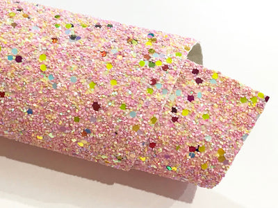 Strawberry Sundae Multicolour Chunky Glitter Fabric Sheet Thick A4 Sheet
