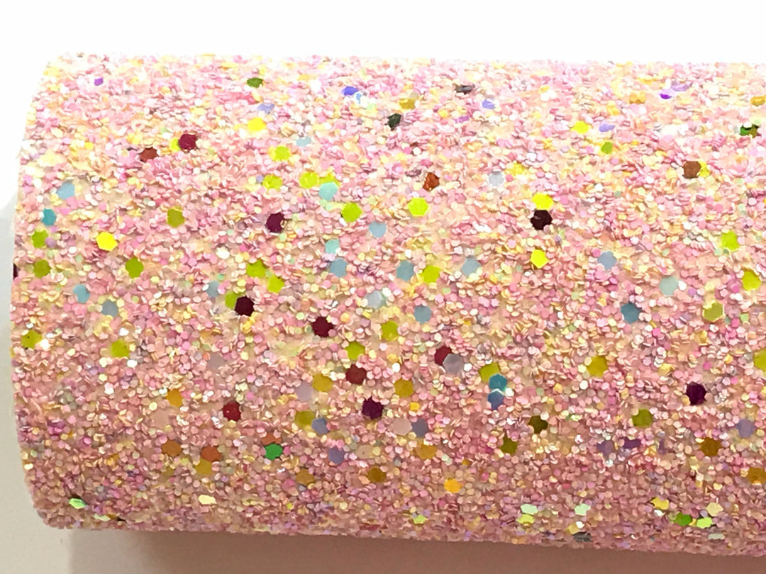 Strawberry Sundae Multicolour Chunky Glitter Fabric