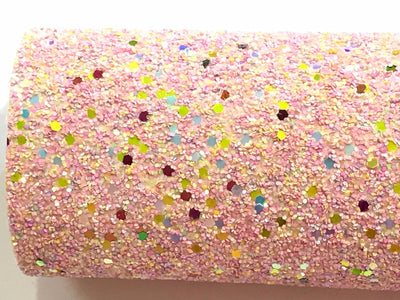 Strawberry Sundae Multicolour Chunky Glitter Fabric Sheet Thick A4 Sheet
