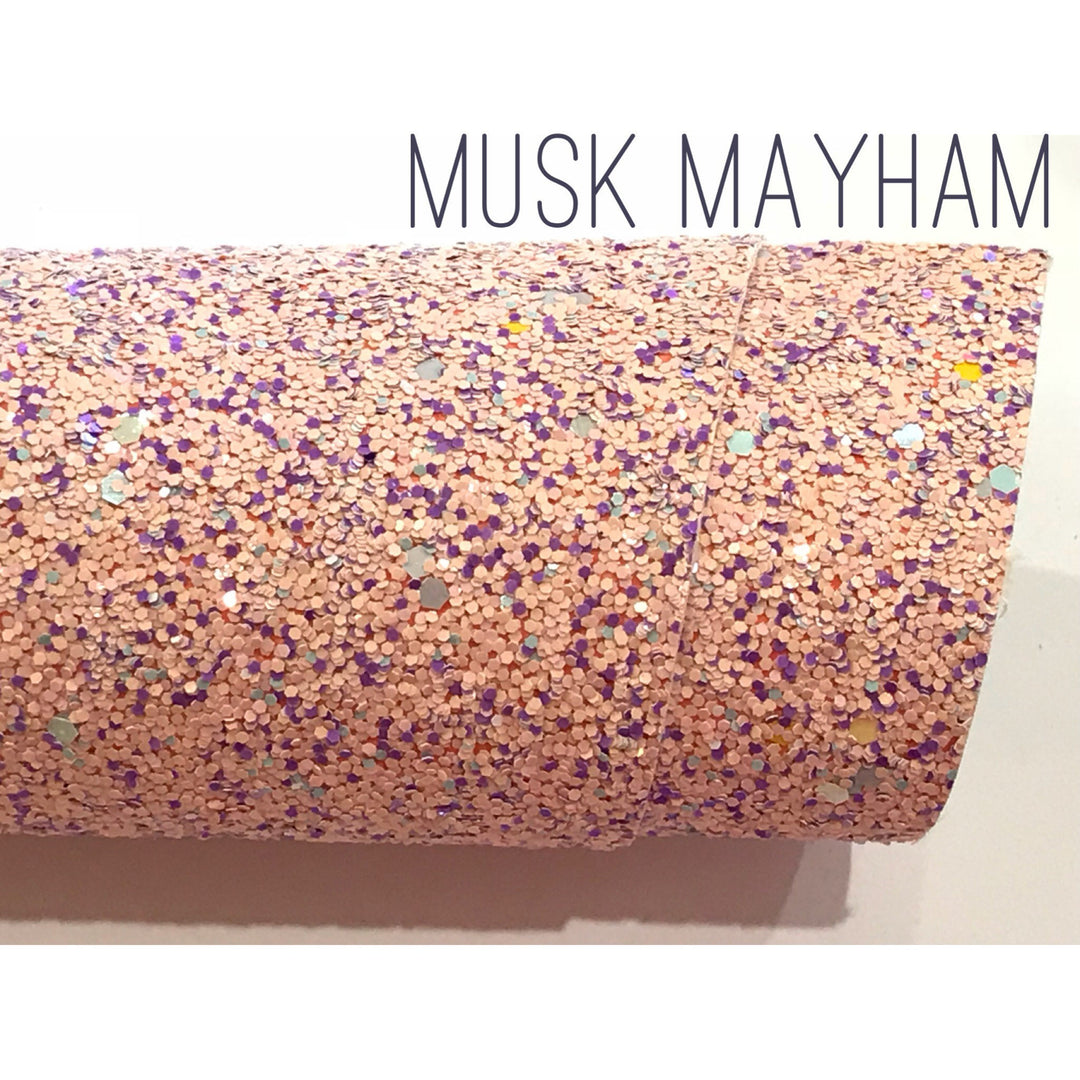 Feuille de tissu épaisse à paillettes tricolores Musk Mayham, feuille A4 épaisse