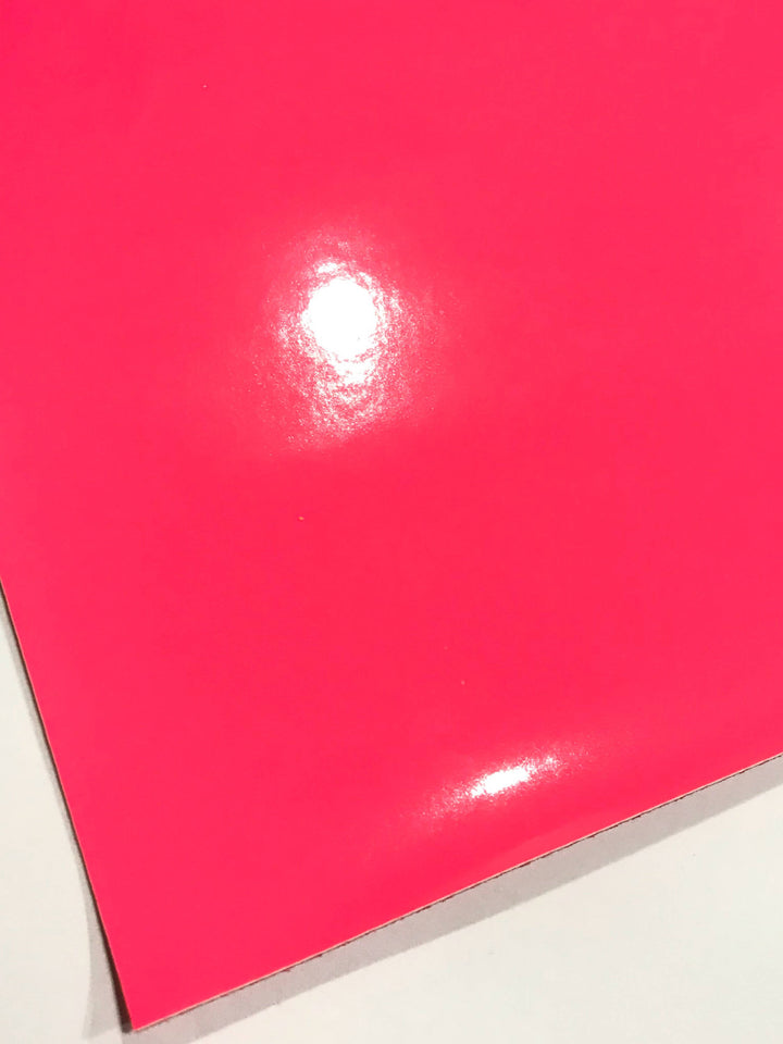 Neon Pink Patent Leather A4 Sheet Glossy Smooth PU Leatherette- 0.75mm