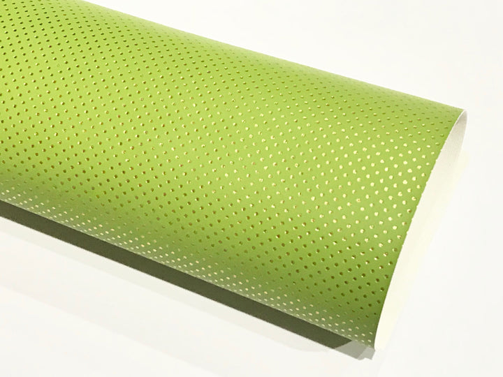 Green with Fine Embossed Gold Dots Leatherette
