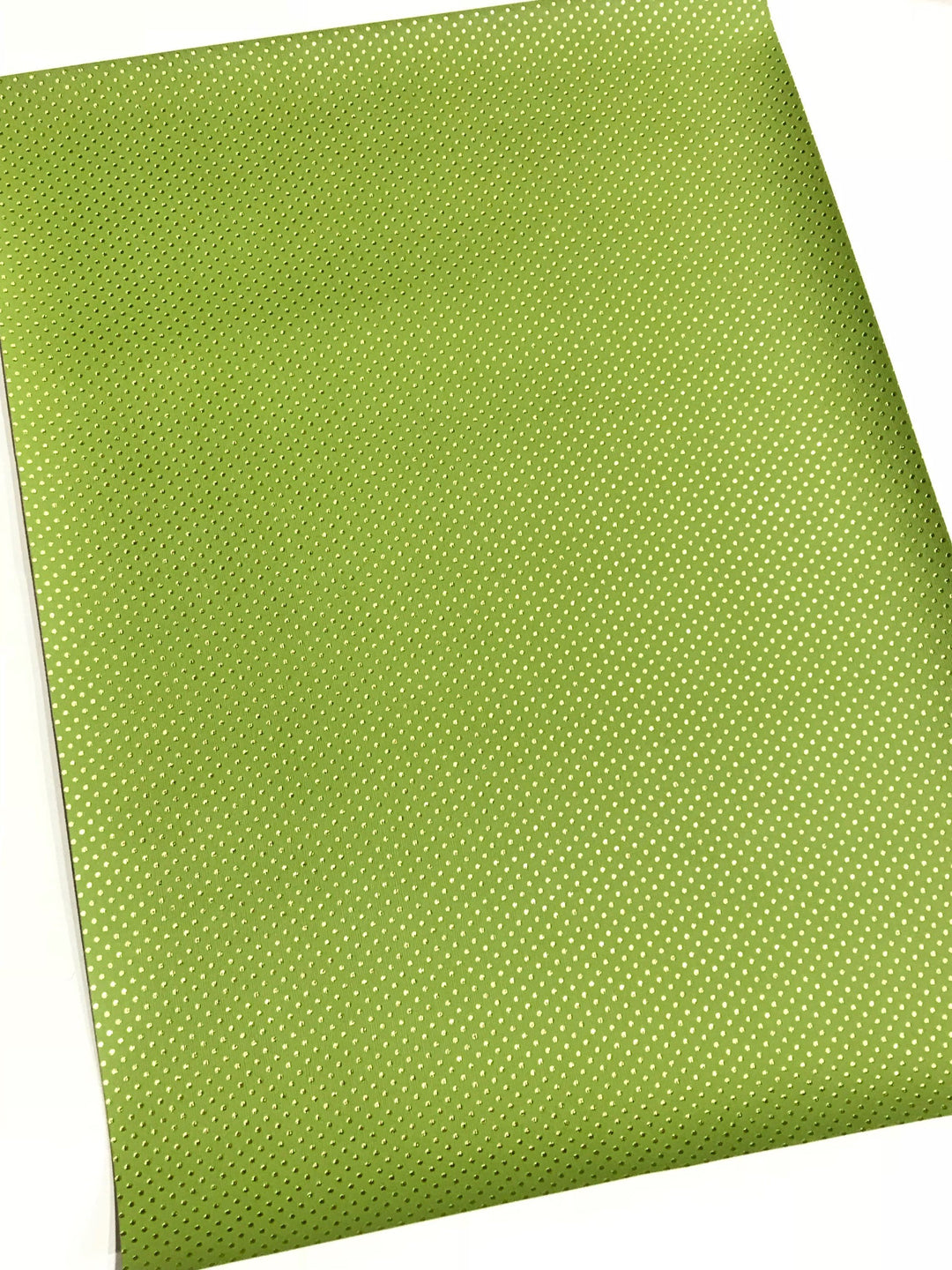 Green with Fine Embossed Gold Dots Leatherette