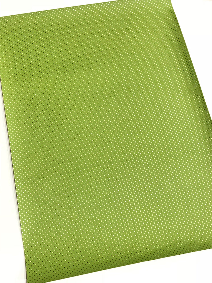 Green with Fine Embossed Gold Dots Leatherette