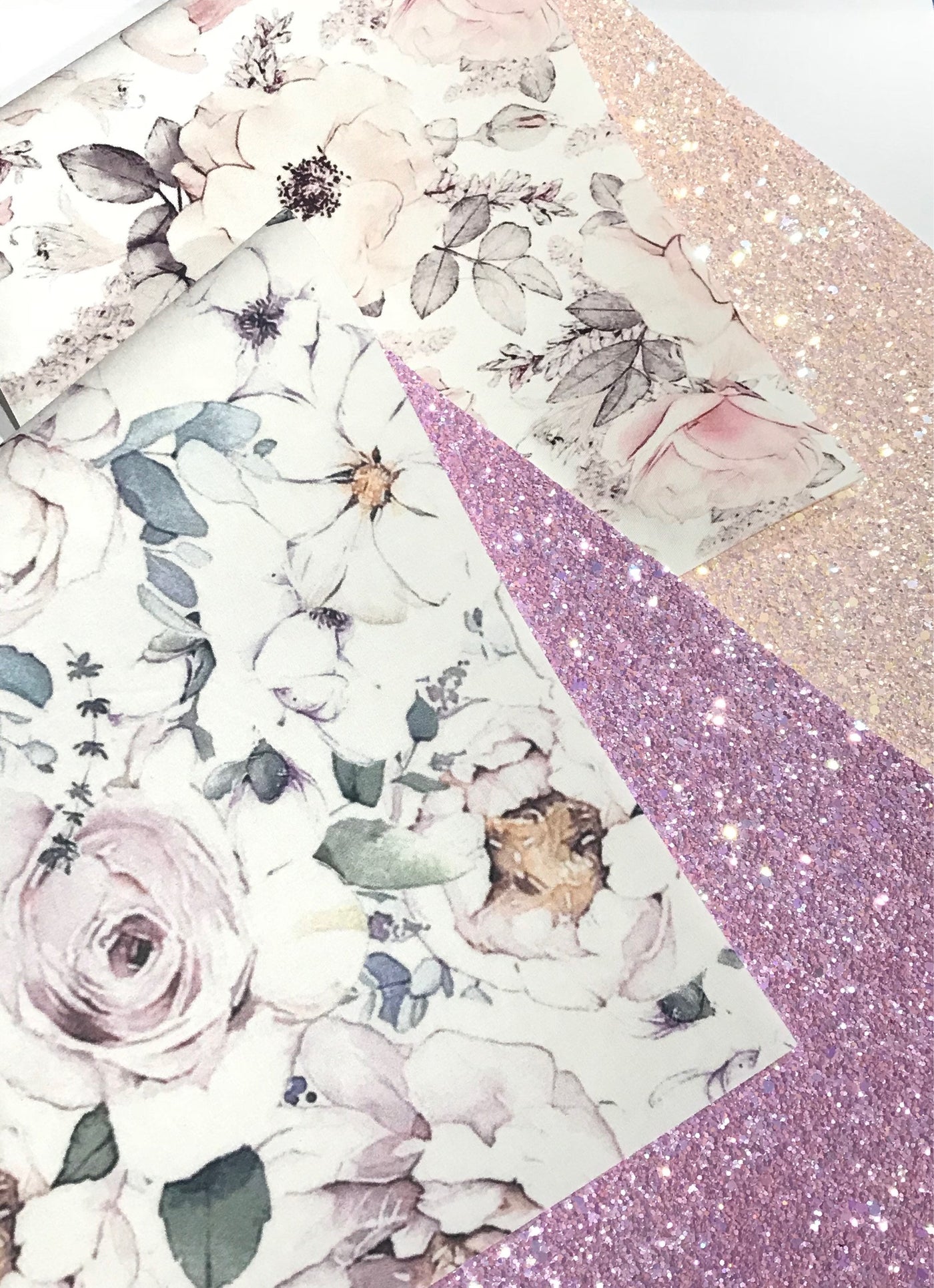 Isadora Floral Felt or Glitter Backed Fabric Sheets