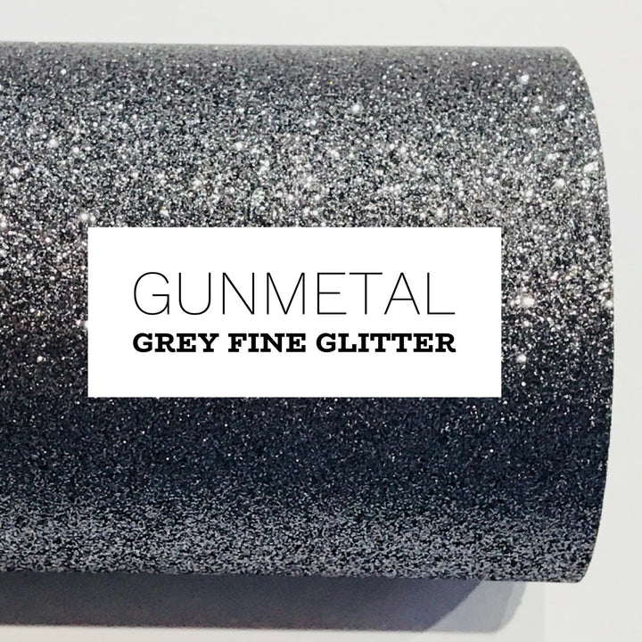 Gunmetal Grey Fine Glitter Fabric Sheet Thin 0.6mm A4 Sheet - Dark Silver Fine Glitter - Button Earrings