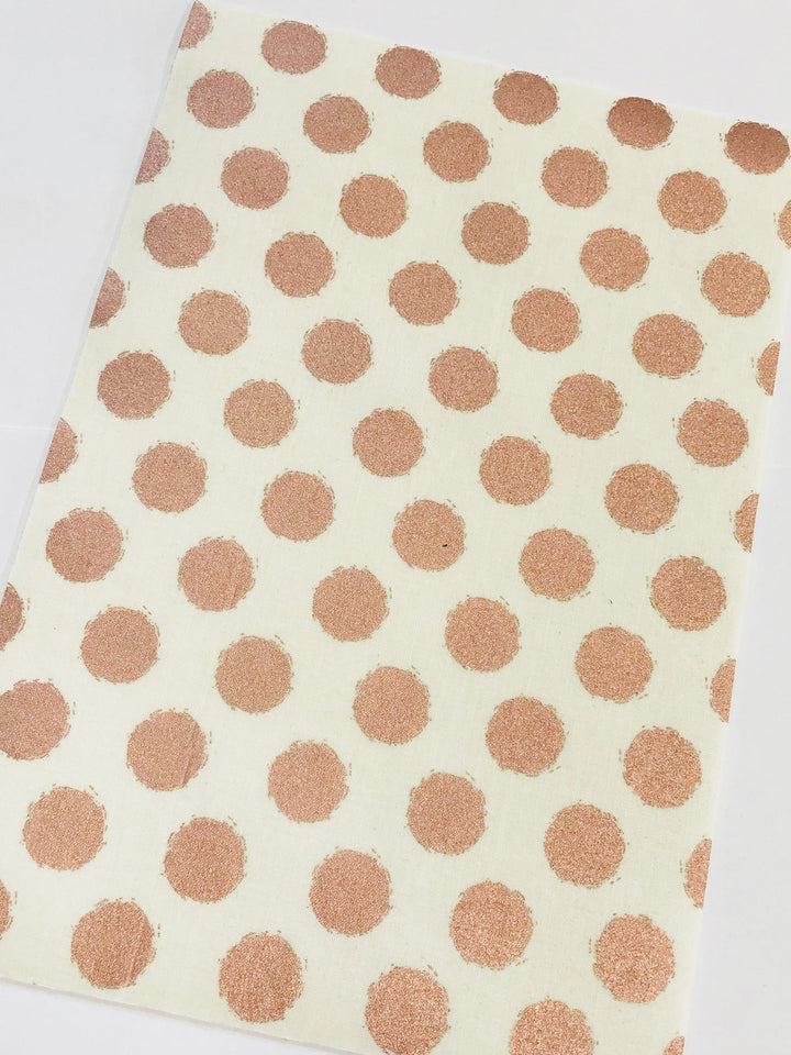 Blush Rose Gold Dots Double Sided Fabric Sheets - White