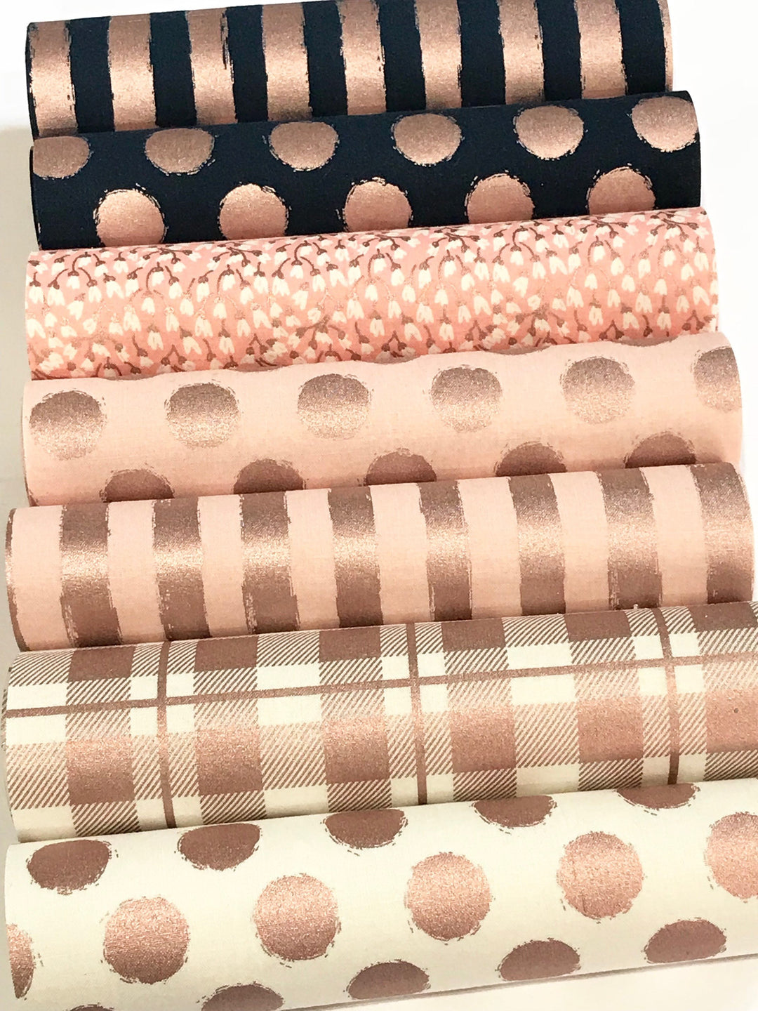 Blush Rose Gold Plaid Double Sided Fabric Sheets