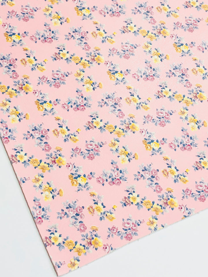 Petite Dainty Floral Smooth Leatherette -| Pink | A4 Sheet