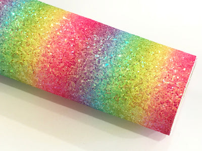 Bright Rainbow Chunky Frosted Glitter Fabric