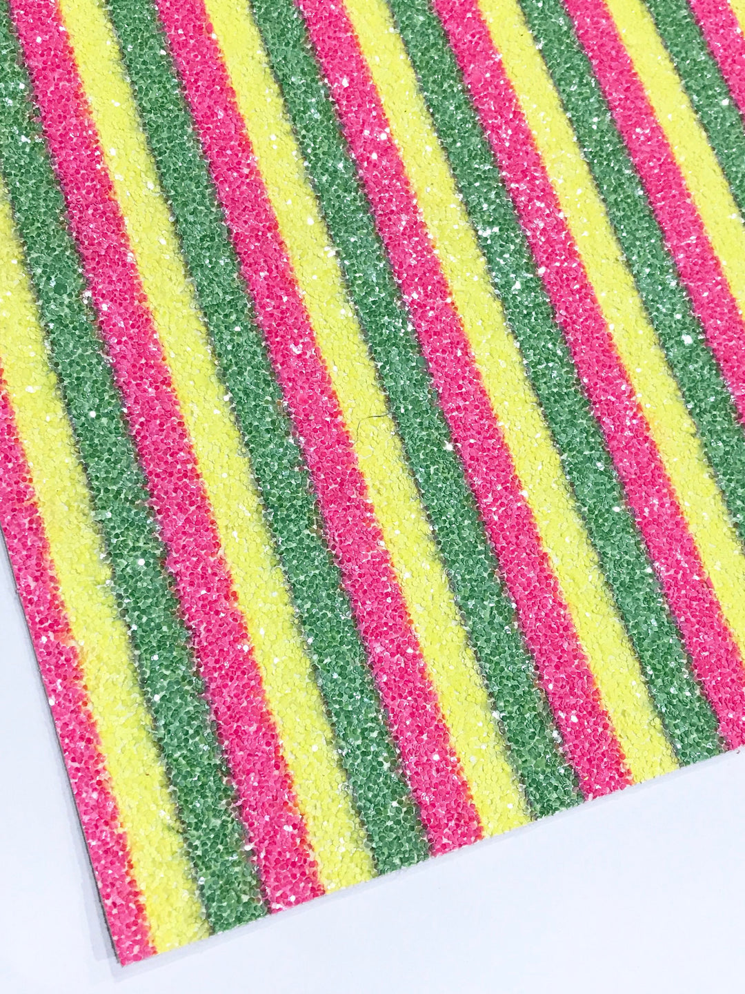 Cuir pailleté à rayures bonbons fluo