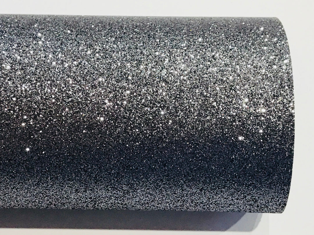 Gunmetal Grey Fine Glitter Fabric Sheet Thin 0.6mm A4 Sheet - Dark Silver Fine Glitter - Button Earrings