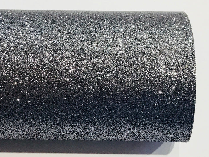 Gunmetal Grey Fine Glitter Fabric Sheet Thin 0.6mm A4 Sheet - Dark Silver Fine Glitter - Button Earrings
