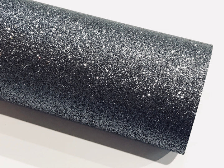 Gunmetal Grey Fine Glitter Fabric Sheet Thin 0.6mm A4 Sheet - Dark Silver Fine Glitter - Button Earrings