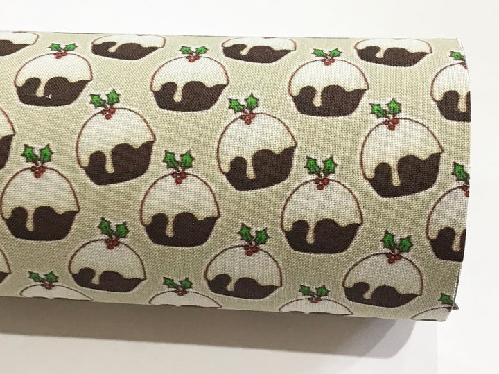 Christmas Pudding Double Sided Glitter Fabric A4