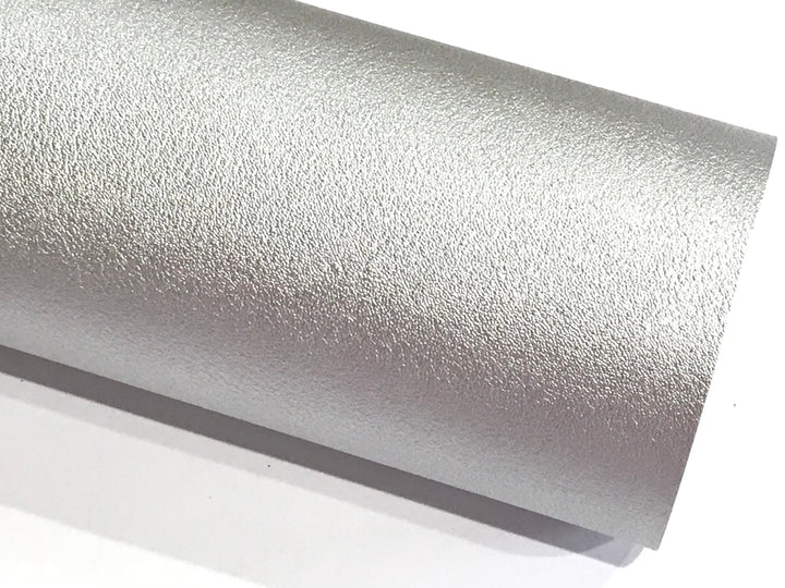 Smooth Silver Faux Leather 1.2mm fabric A4