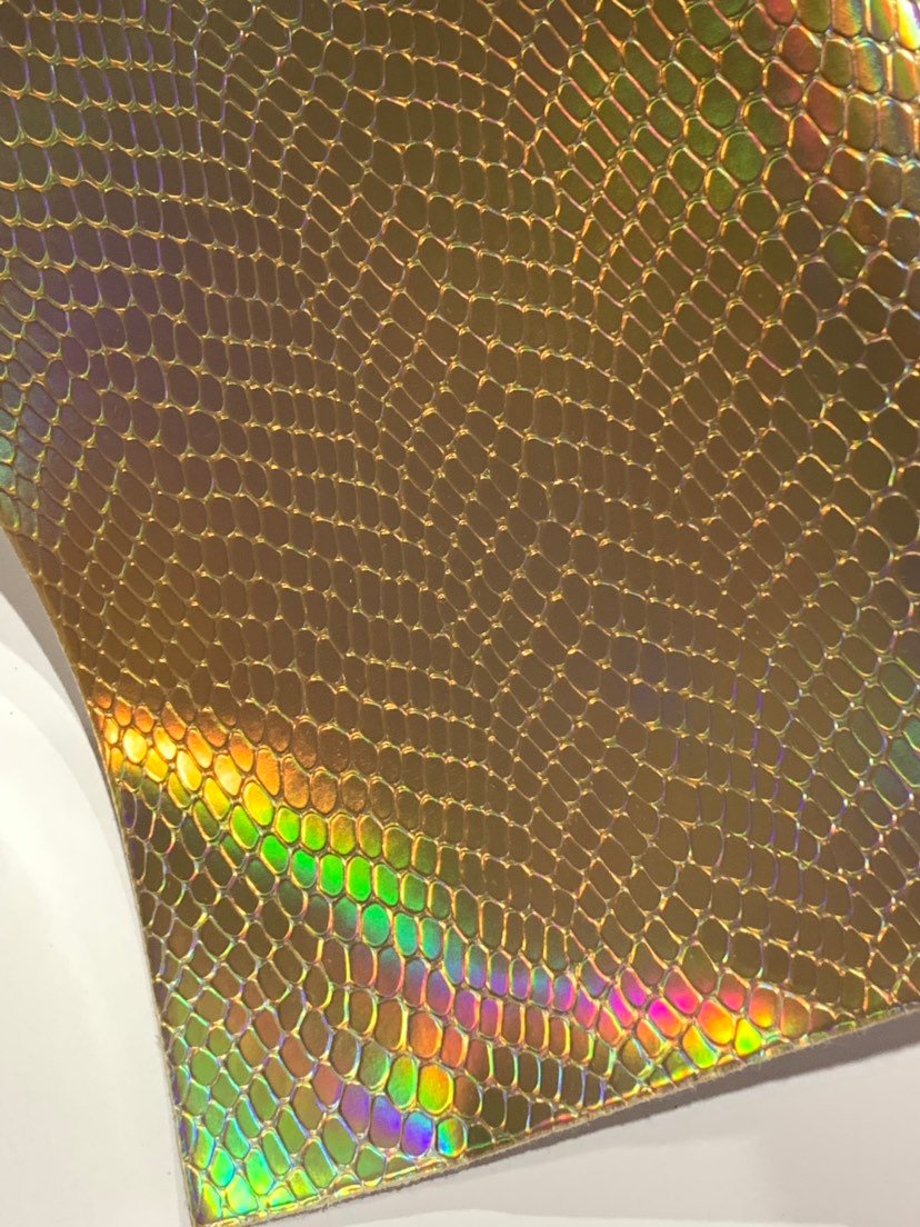 Gold Holographic Serpent Colour Changing Faux Snake Skin A4 Sheet 0.7mm thickness