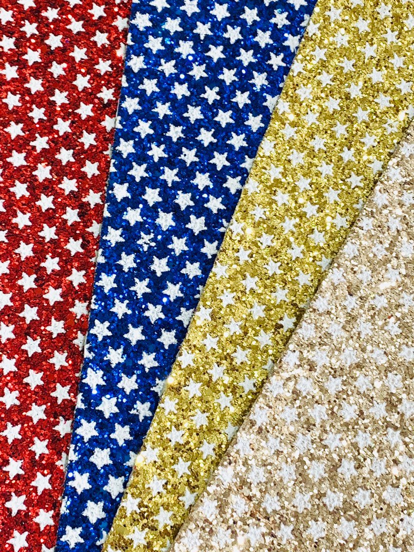 Gold Stars Chunky Glitter Fabric Sheet