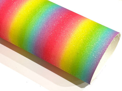 Bright Rainbow Fine Glitter Fabric 20cm x 34cm sheet