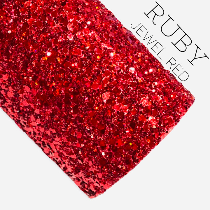 Ruby Jewel Red Glam Chunky Glitter Leather