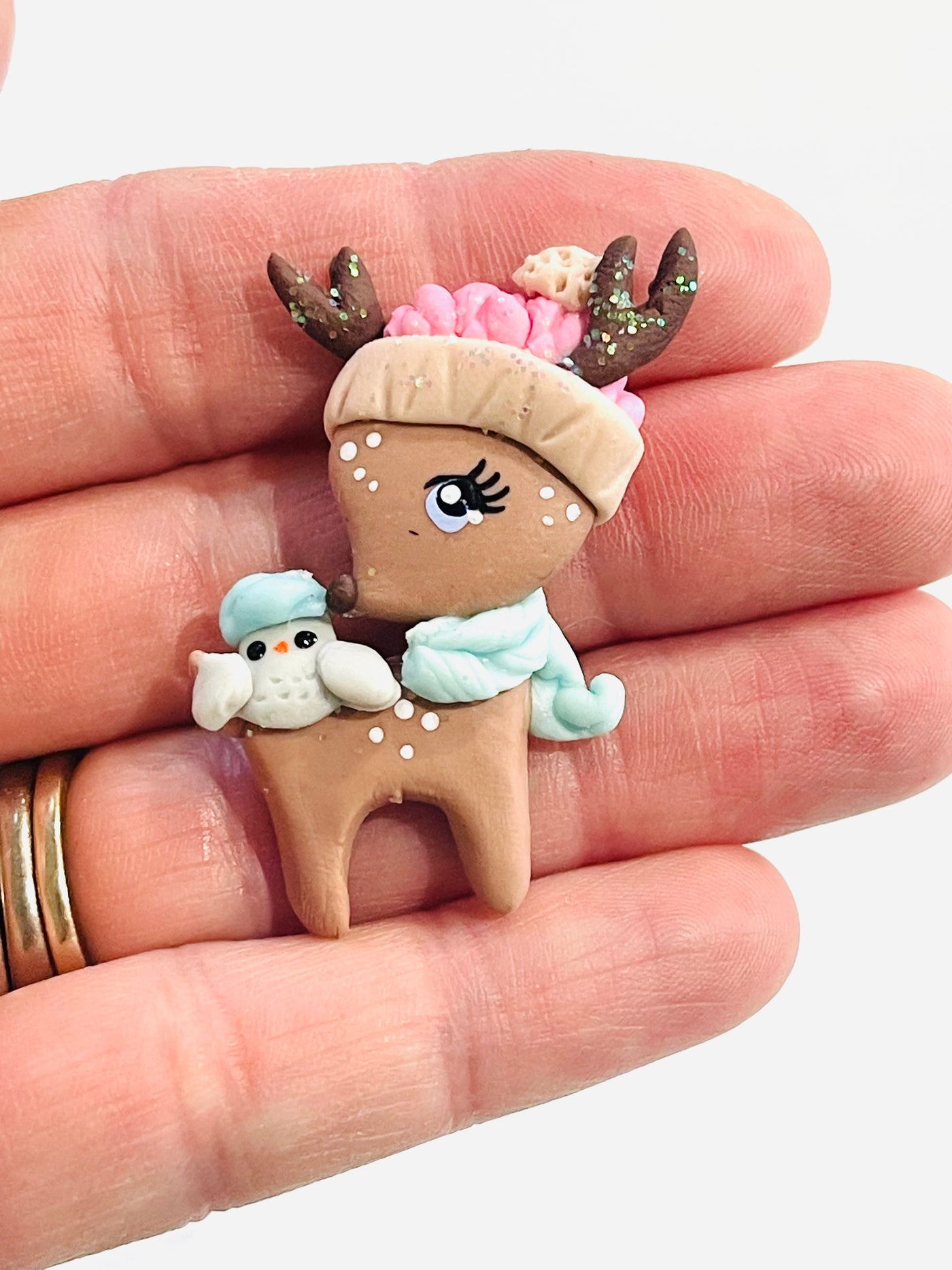 Christmas Reindeer Bow Clay Embellishment