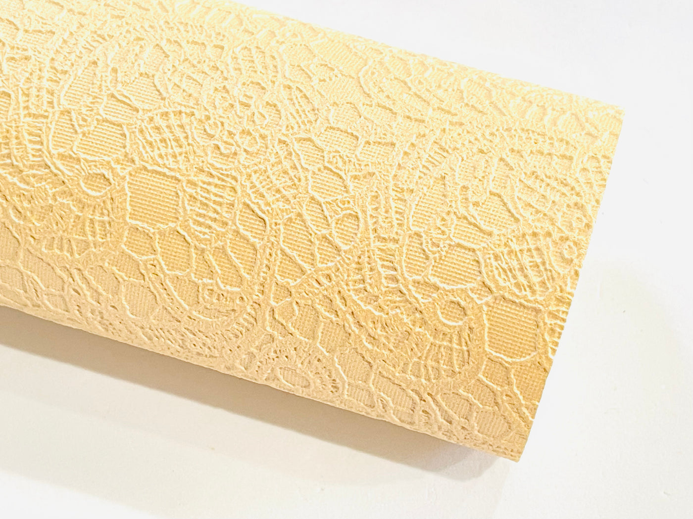 Apricot Gelato Lace Embossed Faux Leatherette Sheet