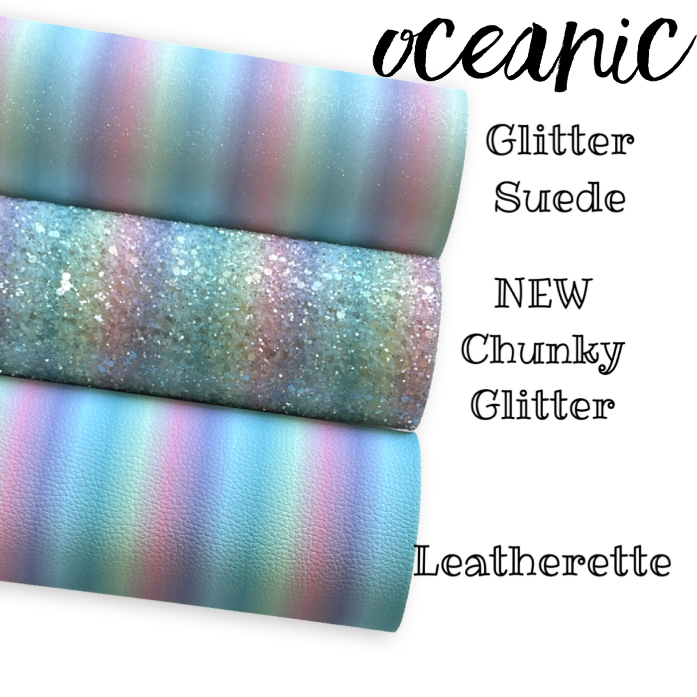 Oceanic Ombré Glitter Suede Leatherette